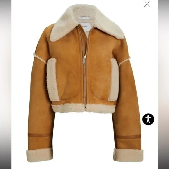HALFBOY Short Cropped Aviator Shearling Jacket - Picture 3 of 11